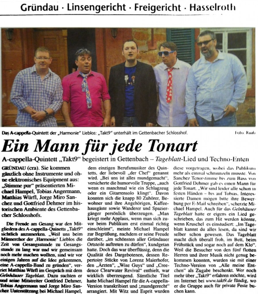 2012-05-05 Takt9 Pressebericht GT